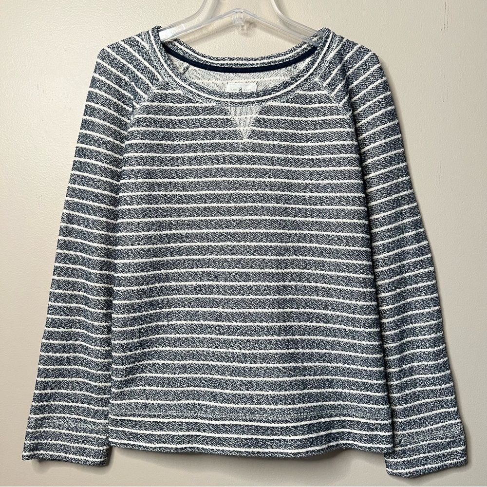 Lou & Grey Women’s Blue White Striped Long Sleeve Preppy Comfort Sweater SZ L